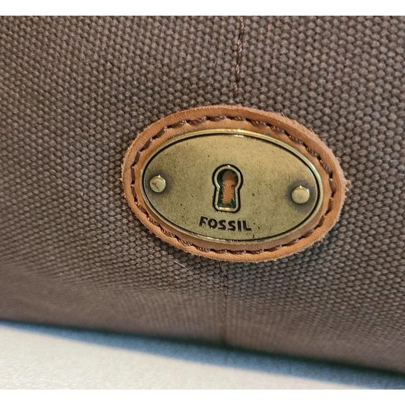 FOSSIL DUFFEL 1954 LONG LIVE VINTAGE LEATHER GREEN CANVAS MILITARY STYLE BAG LG - Picture 6 of 16